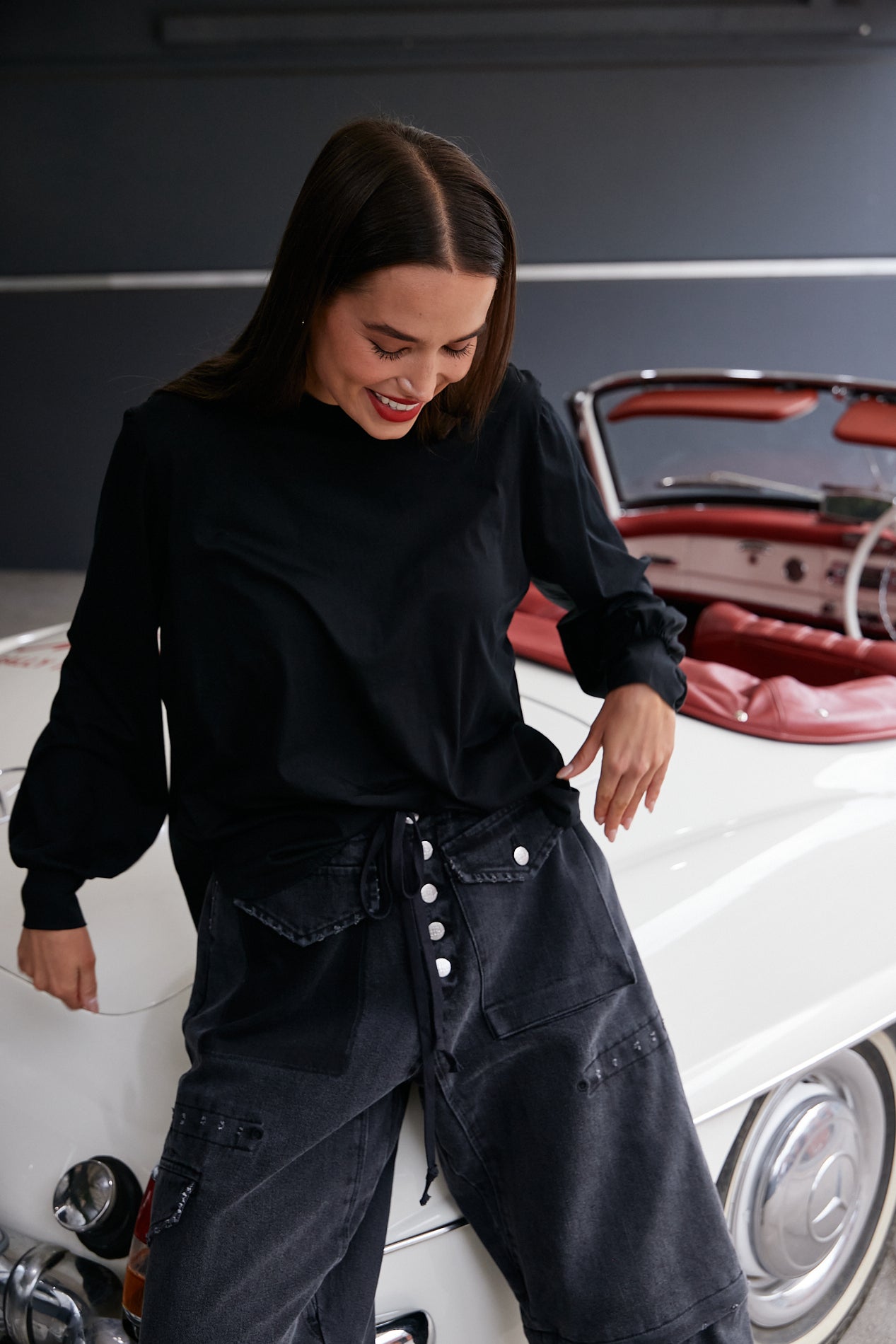 M.A. Dainty Baxter Black Cotton Top