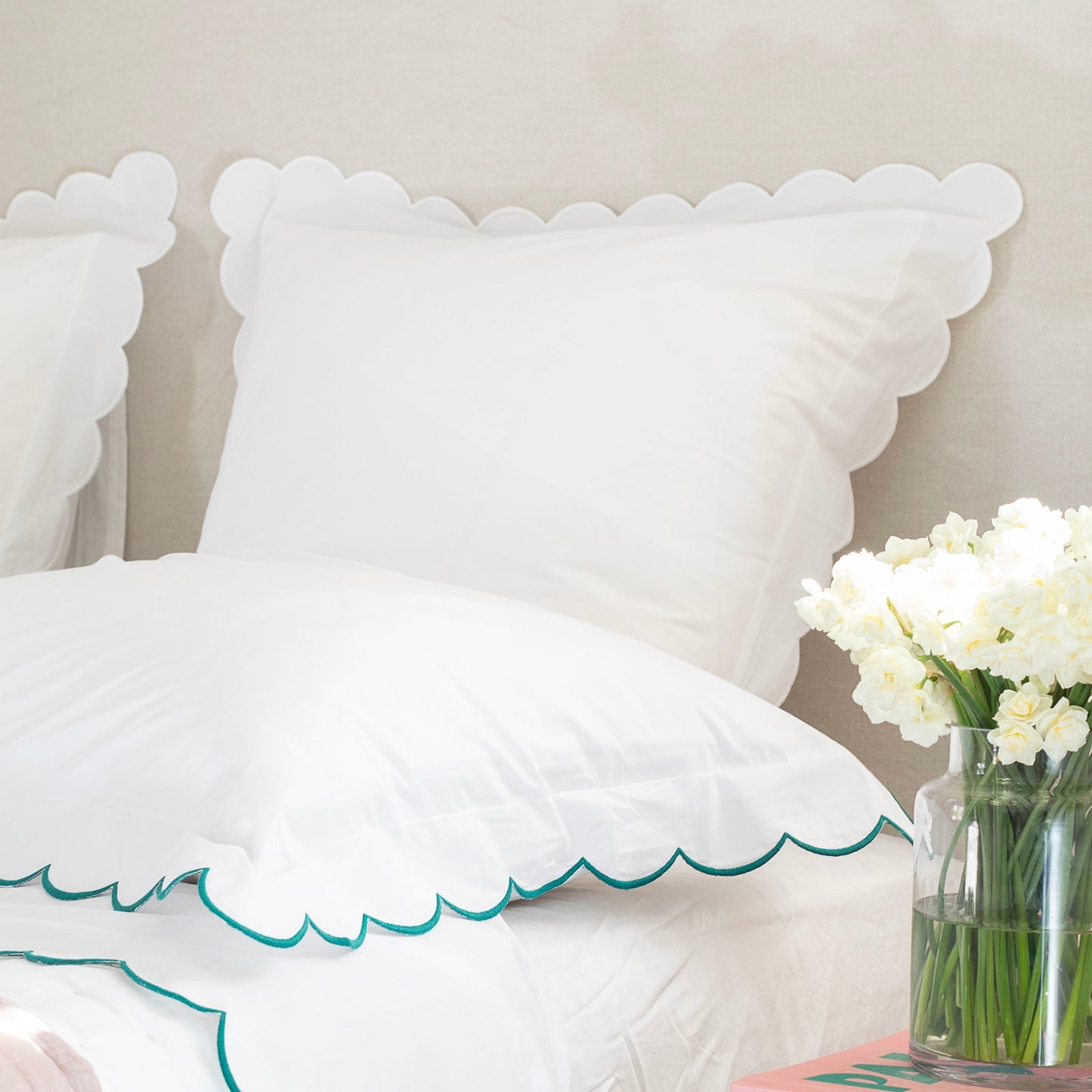 Emerald Scalloped Edge 250TC Cotton Euro Covers