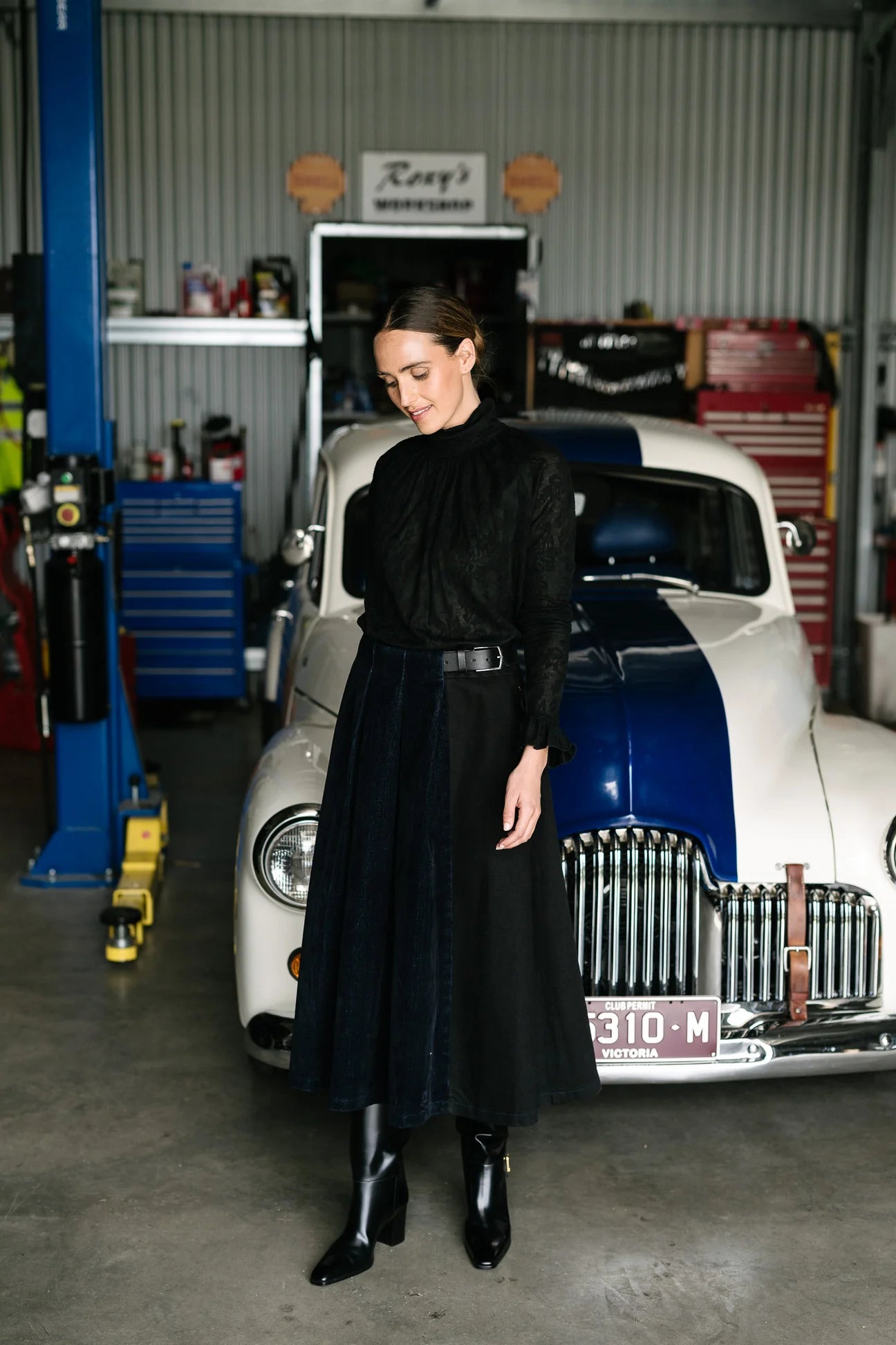 M.A. Dainty Veil Black Lace Top