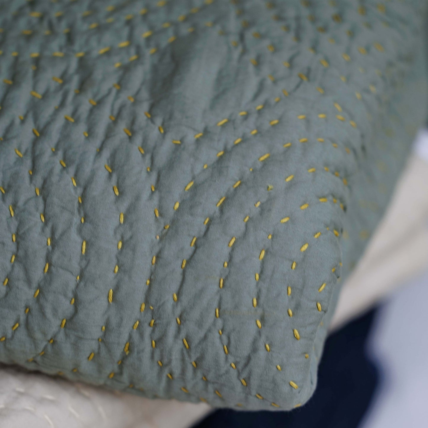 Haven Citrine Cotton Kantha Stitch Comforter