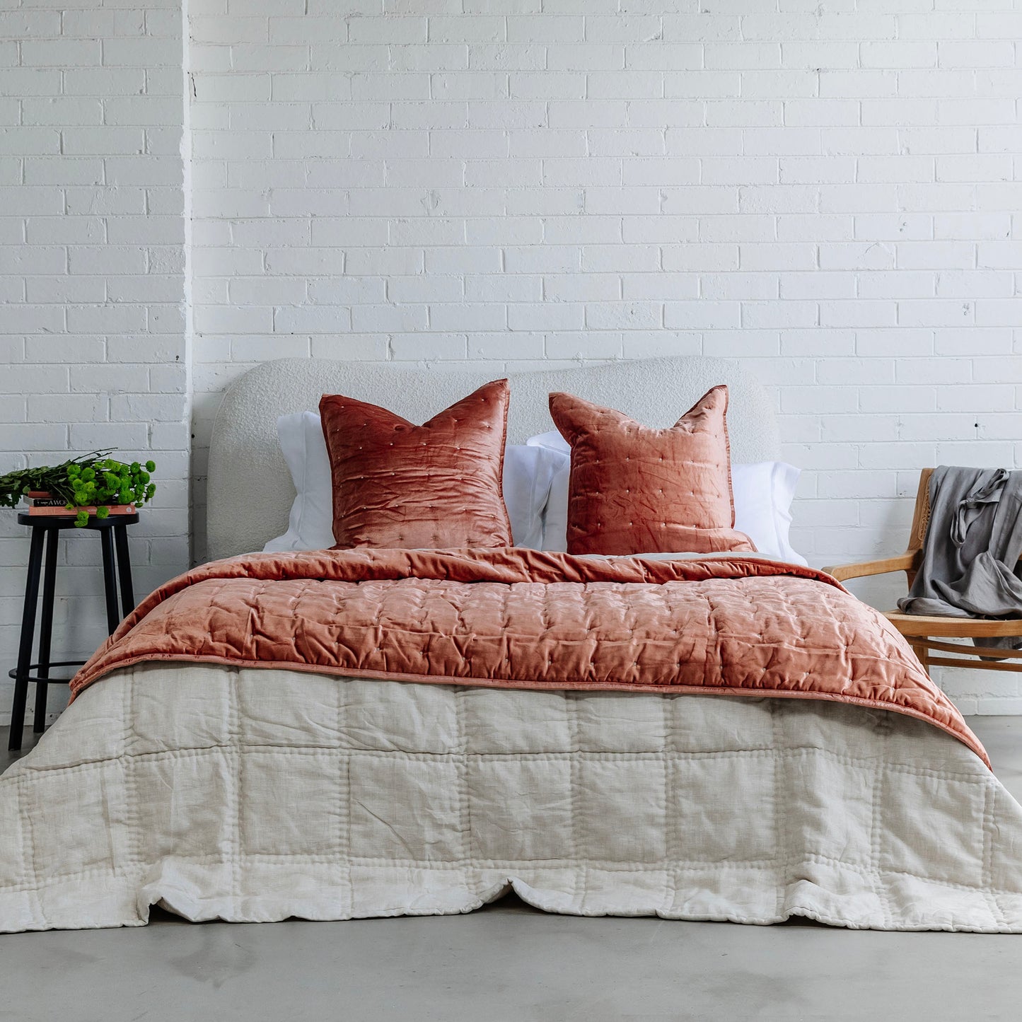 Dainty Burnt Orange Cotton Velvet Throw