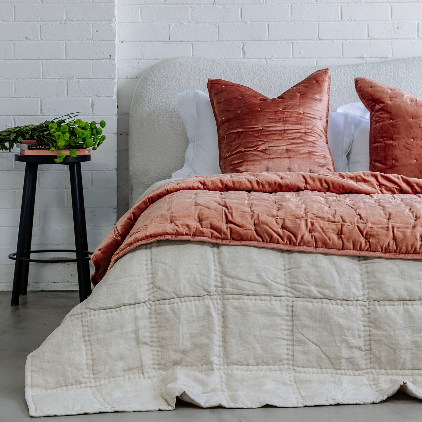 Dainty Burnt Orange Cotton Velvet Throw