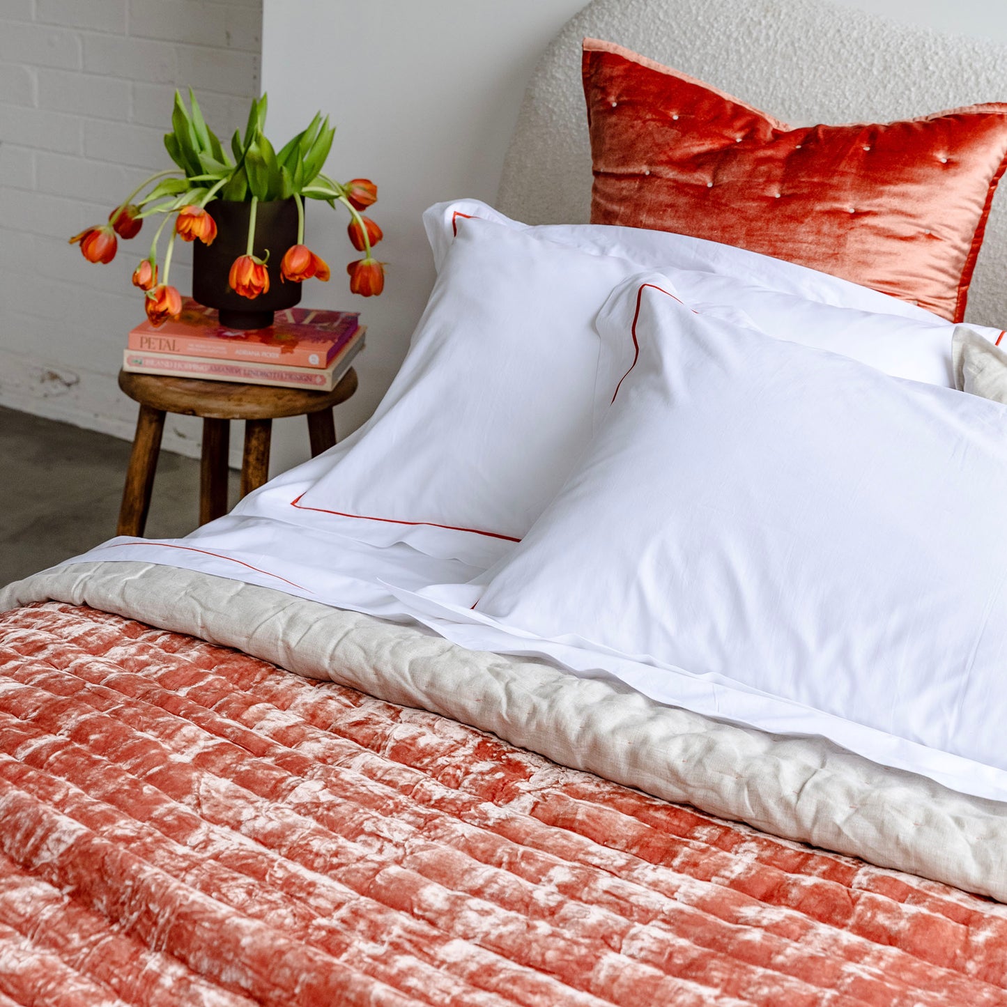 Dainty Burnt Orange Cotton Velvet Throw