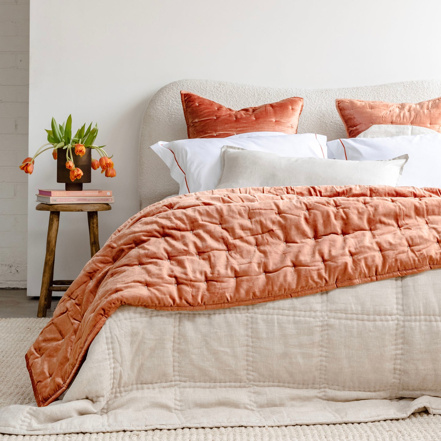 Dainty Burnt Orange Cotton Velvet Throw