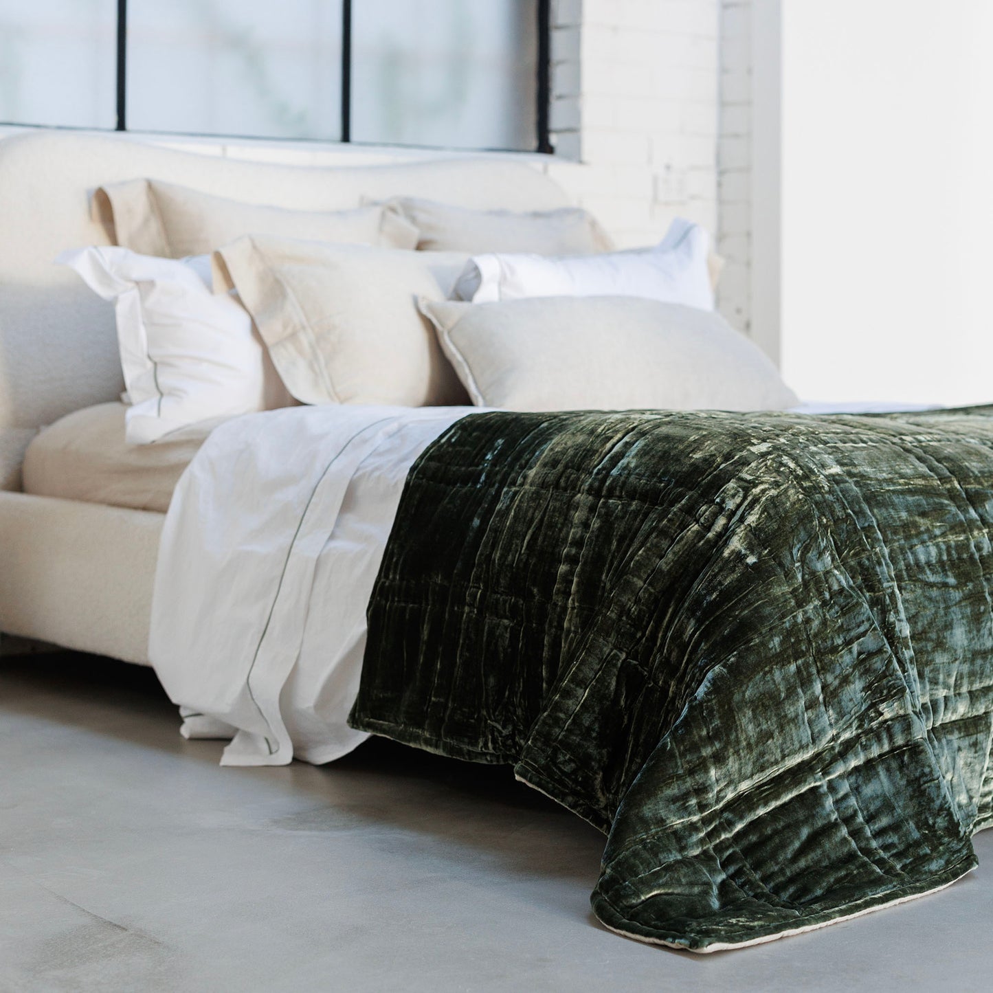 Lavish Olive Silk Velvet Throw