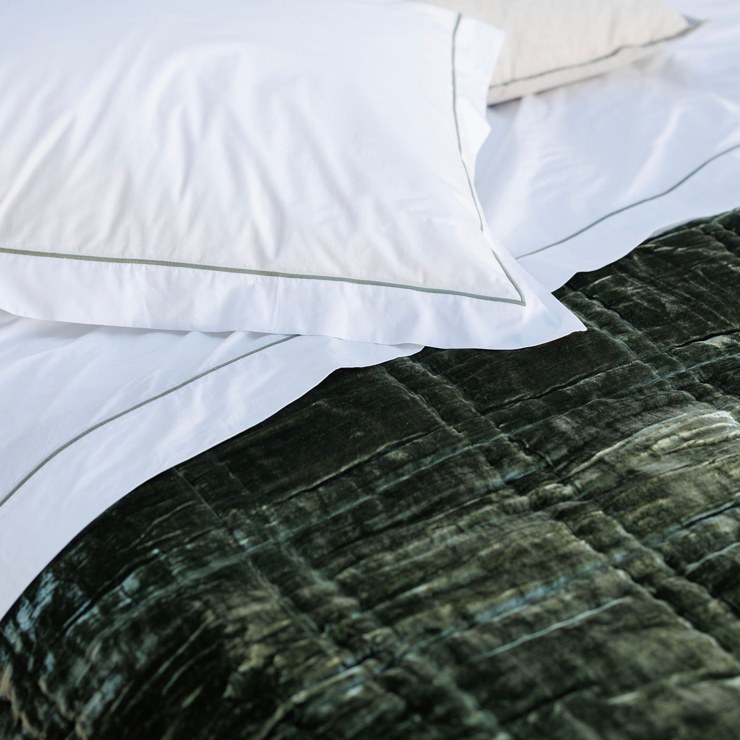 Lavish Olive Silk Velvet Throw