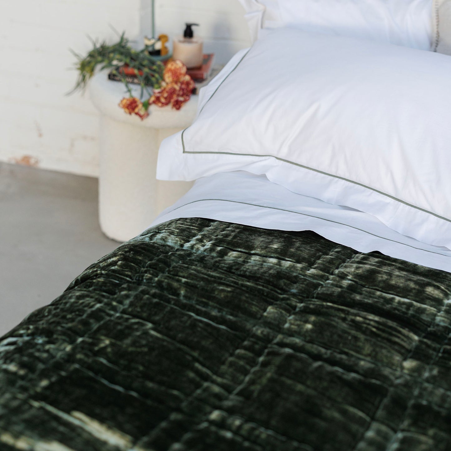 Lavish Olive Silk Velvet Throw