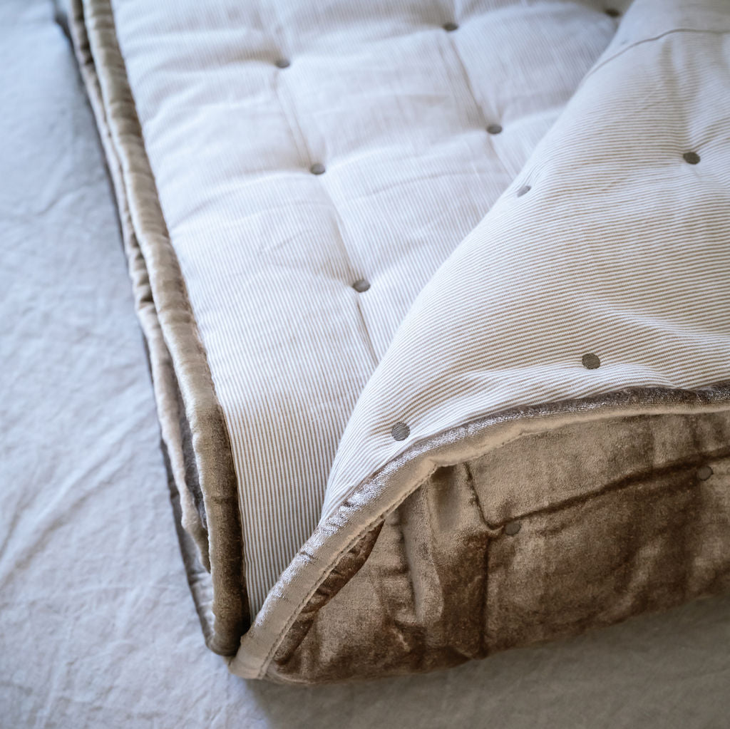 Dainty Mocha Cotton Velvet Throw