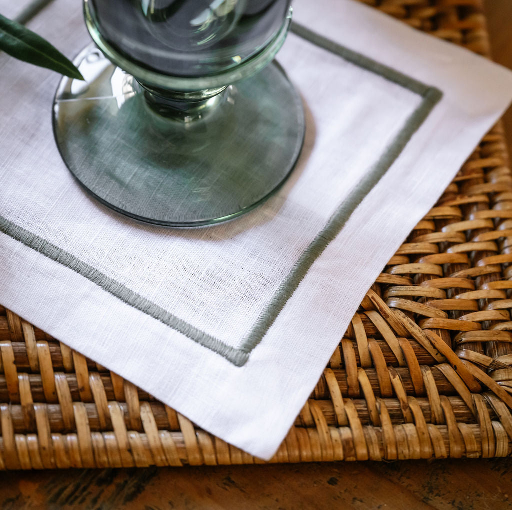 Dolce Embroidered Linen Coaster Set