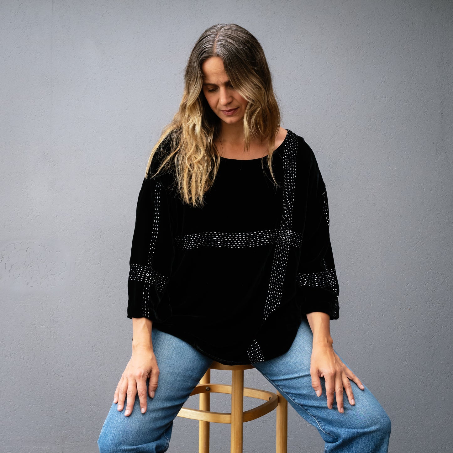 Audrey Handstitched Silk Velvet Tops