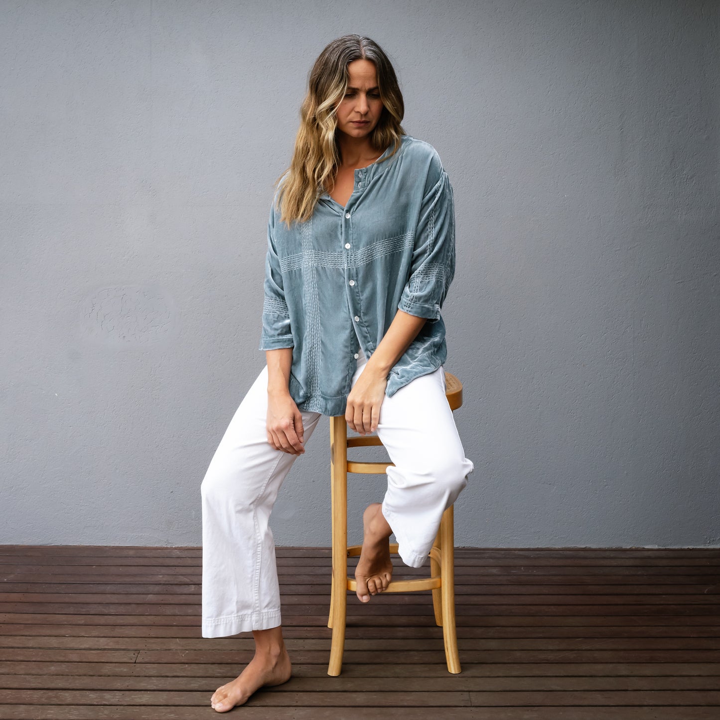 Audrey Handstitched Silk Velvet Tops