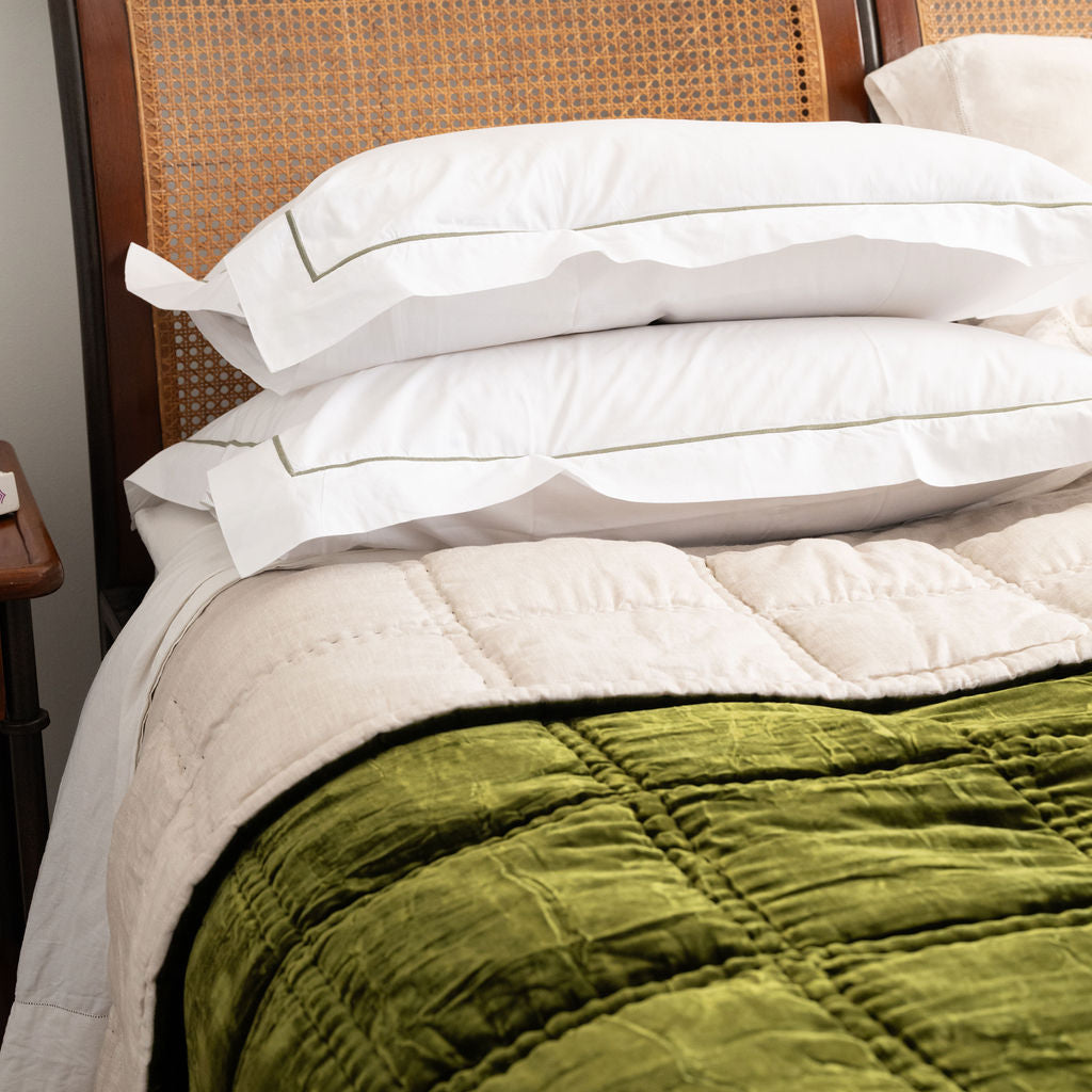 Bliss Olive Silk Velvet Quilt