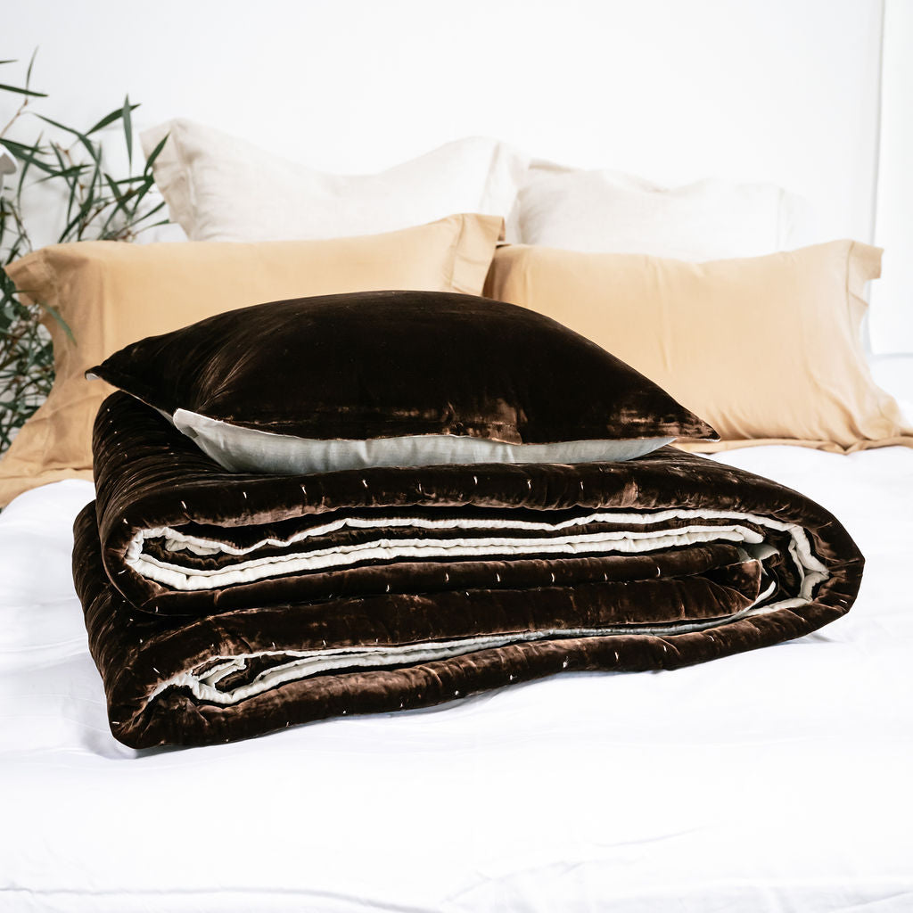 Chocolate Silk Velvet Cushion
