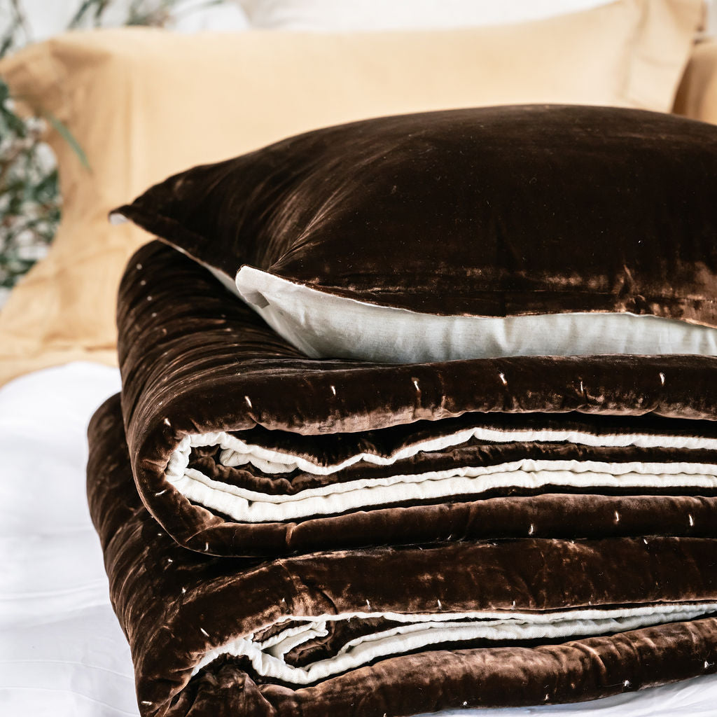 Allure Chocolate Silk Velvet Quilt