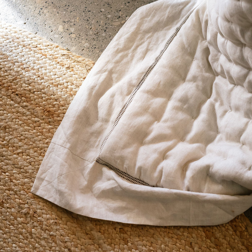Bask Hemstitched Natural Linen Quilt