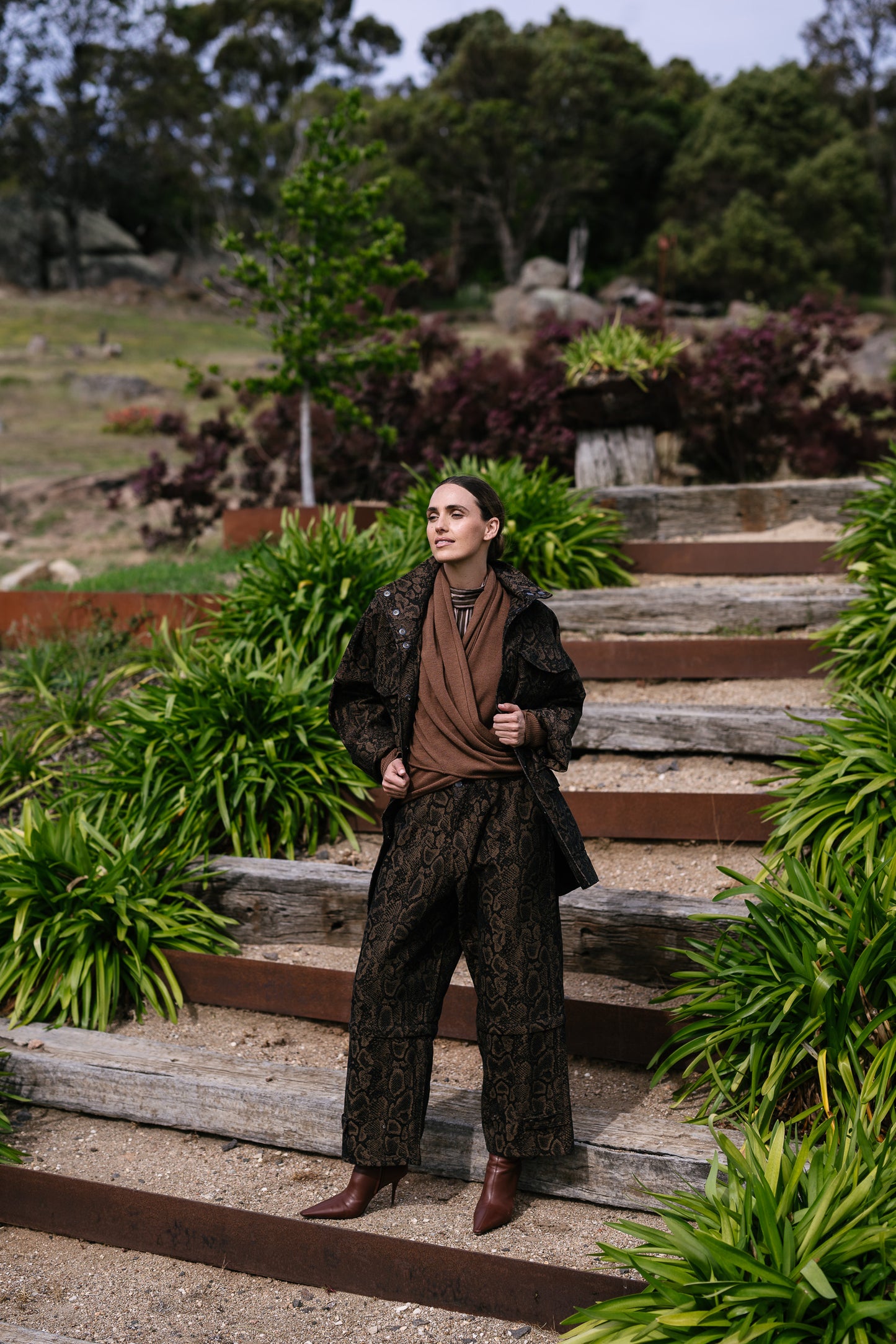 M.A. Dainty Soho Tan Wool Cardigan