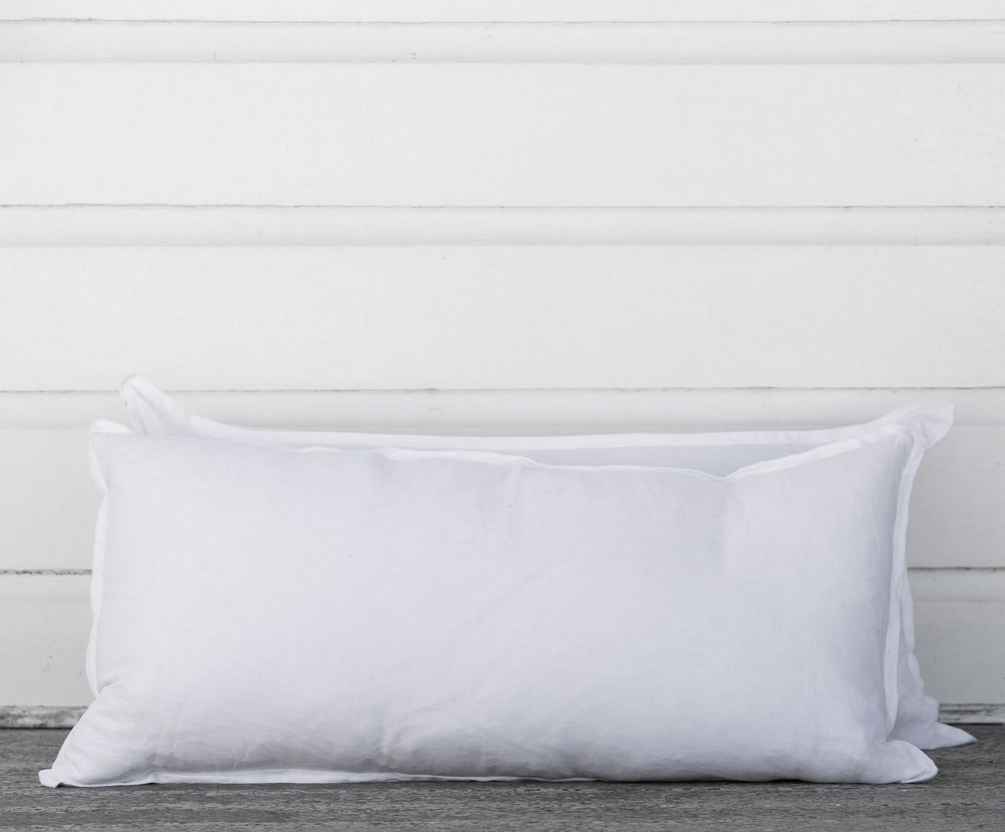 Long White Linen Lumbar Cushion