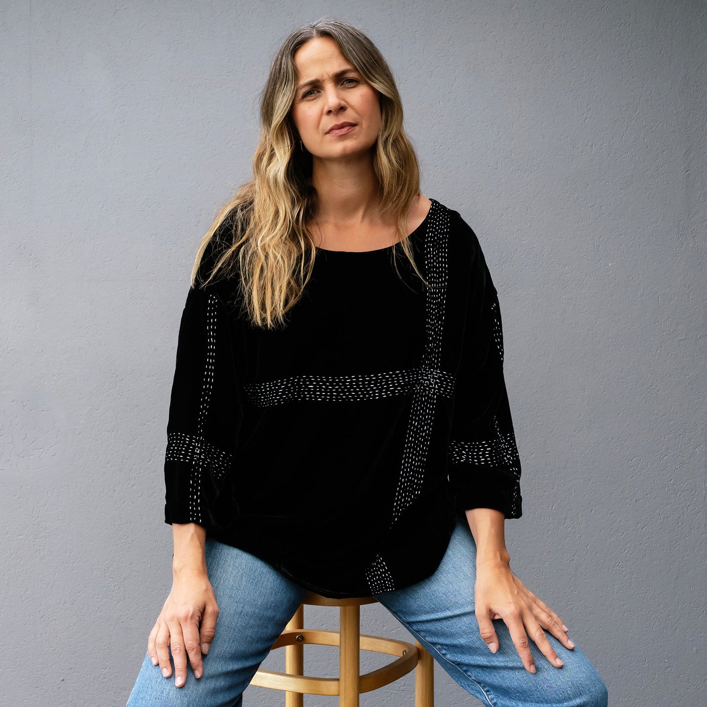Audrey Handstitched Silk Velvet Tops