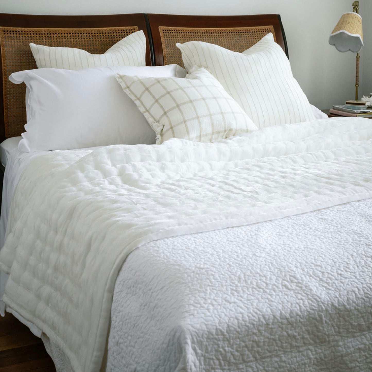 Tempt Antique White Silk Velvet Throw