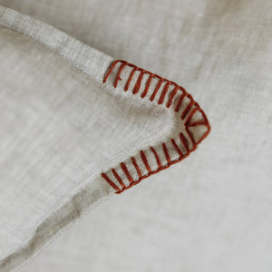 Hand Stitched Linen Lumbar Cushion - Rust