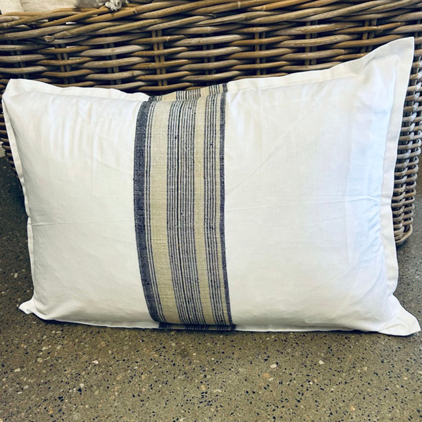 Stripe Hemp Panel Linen Lumbar Cushions