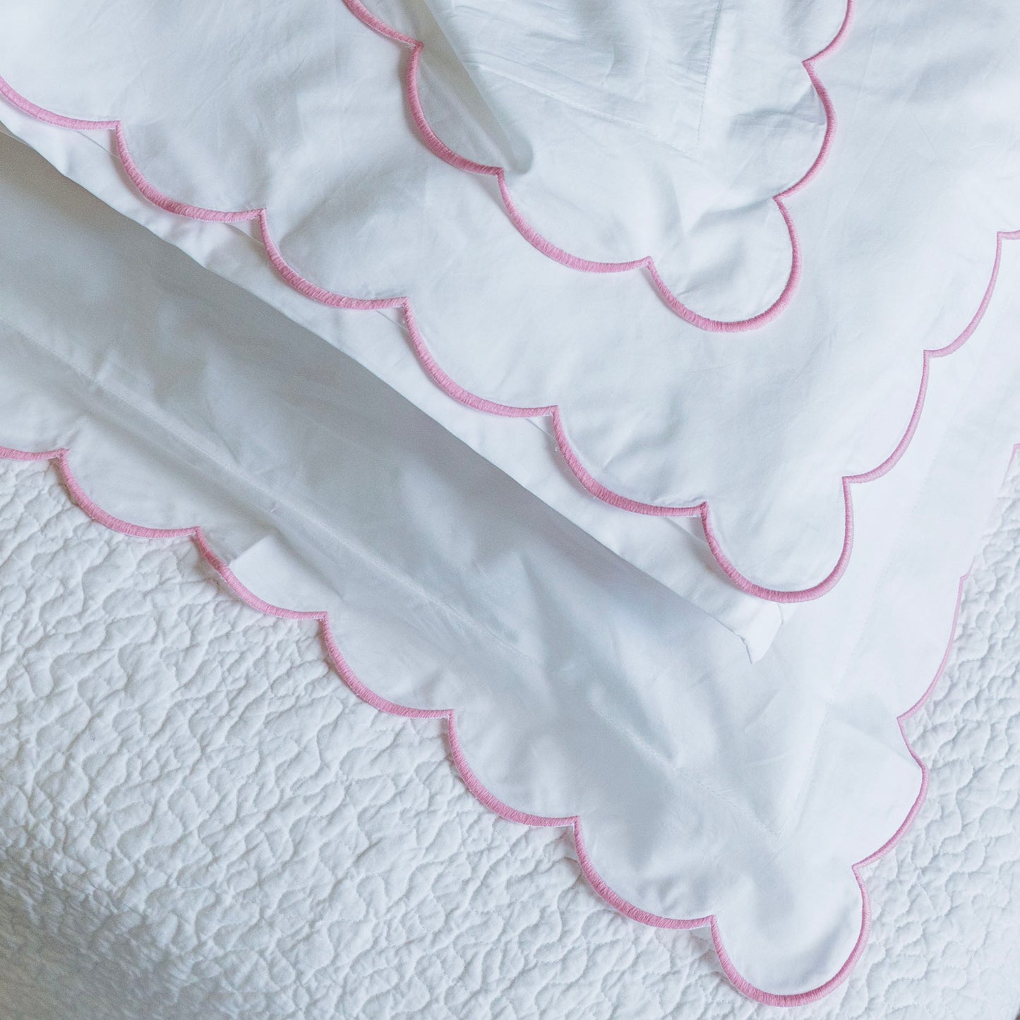 Pink Scalloped Edge 250TC Cotton Pillowcases