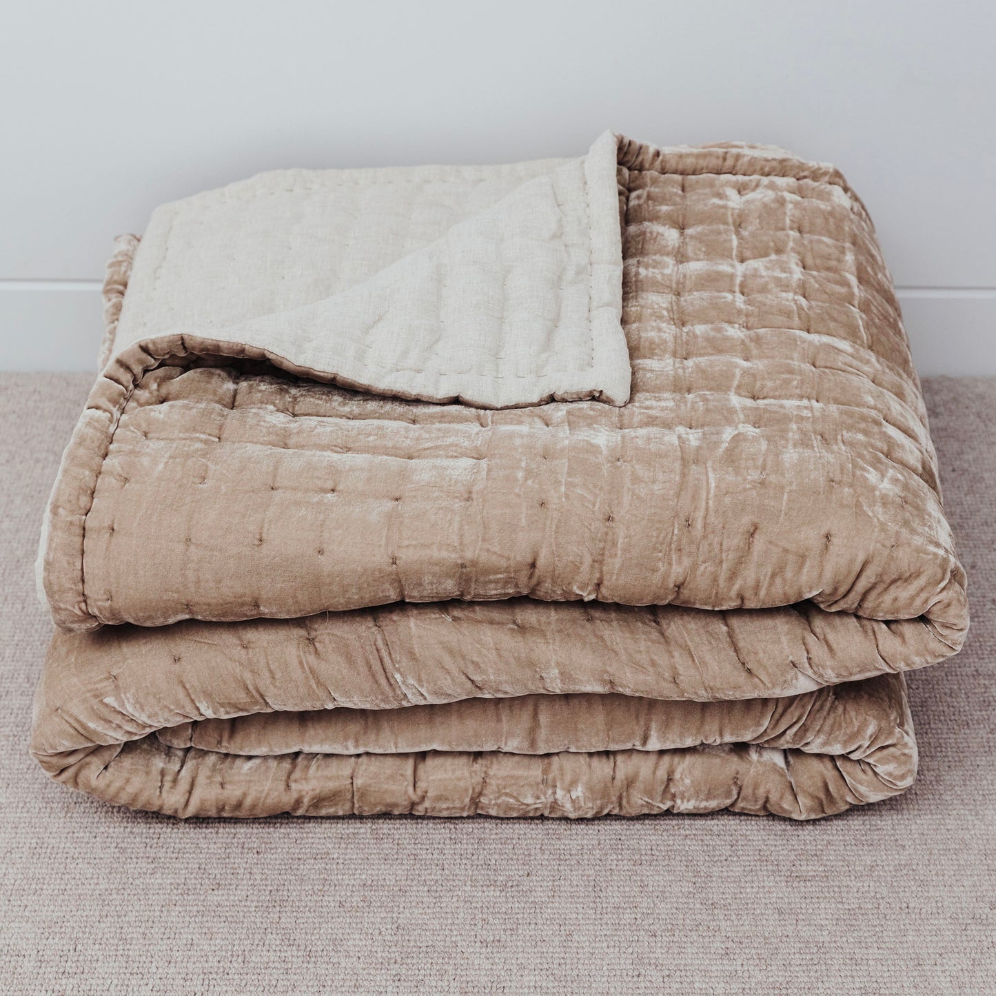 Allure Latte Silk Velvet Quilt