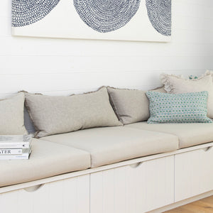 Long Frayed Linen Lumbar Cushion - Natural