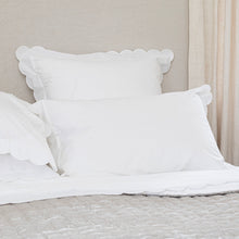 Scalloped Edge Cotton Pillowcases - White