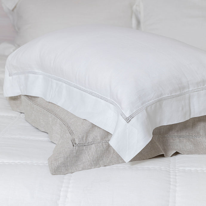 Bask Hemstitched Linen Pillowcases - White