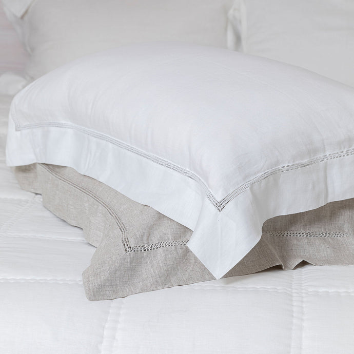 Bask King Size Hemstitched Linen Pillowcases - Natural