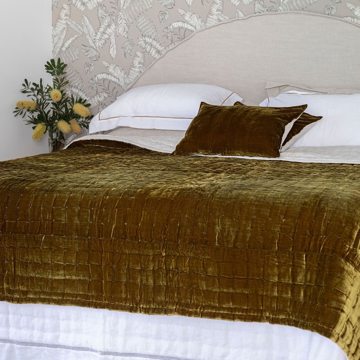 Allure Chartreuse Silk Velvet Quilt