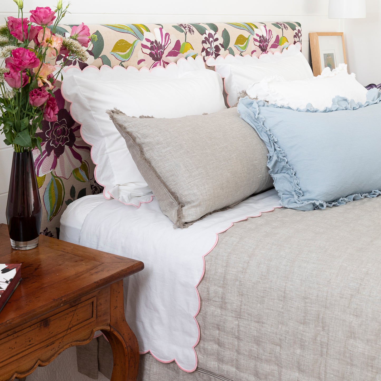 Bask Hemstitched Natural Linen Quilt