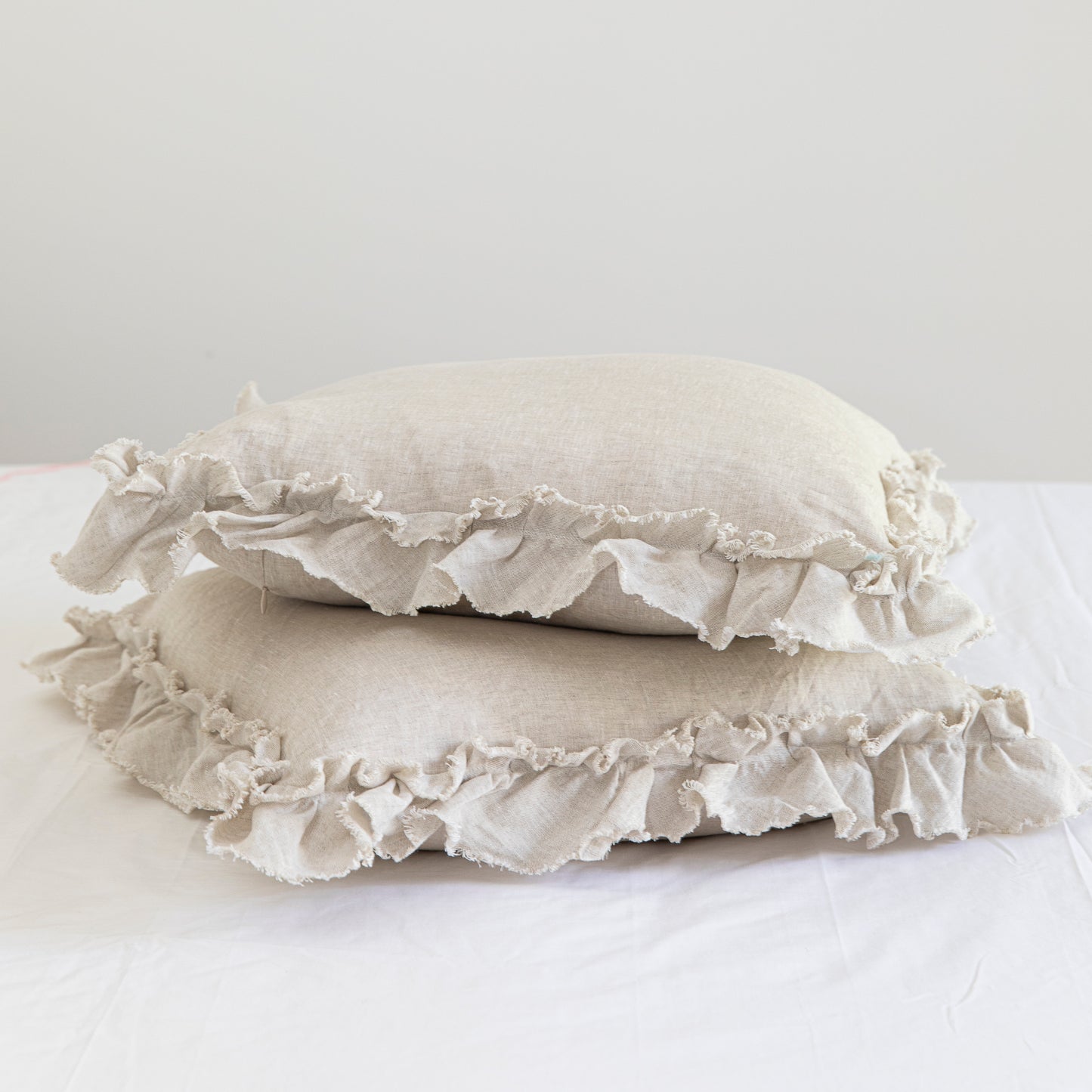 Isle Ruffled Natural Linen Cushion Cover
