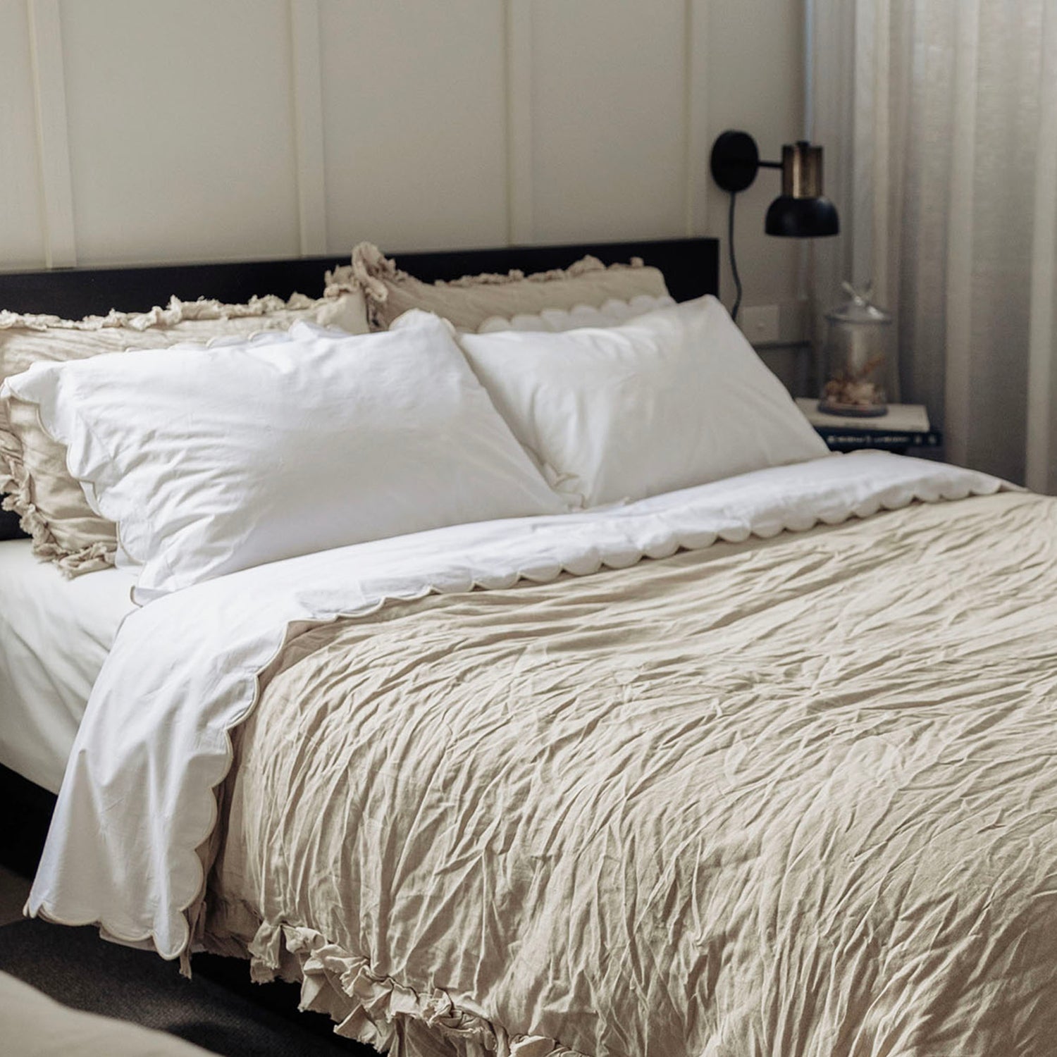 scalloped sheets in natural