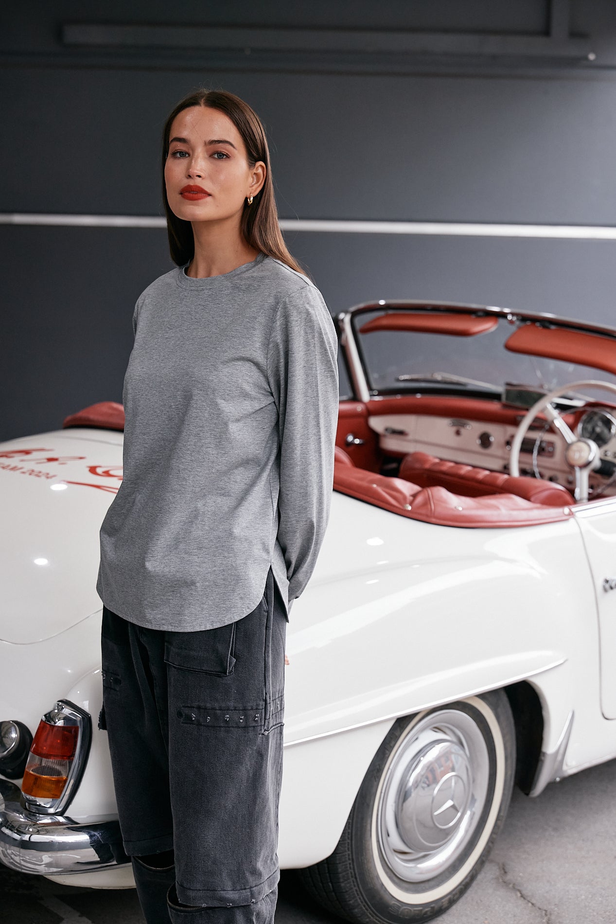 M.A. Dainty Baxter Grey Cotton Top