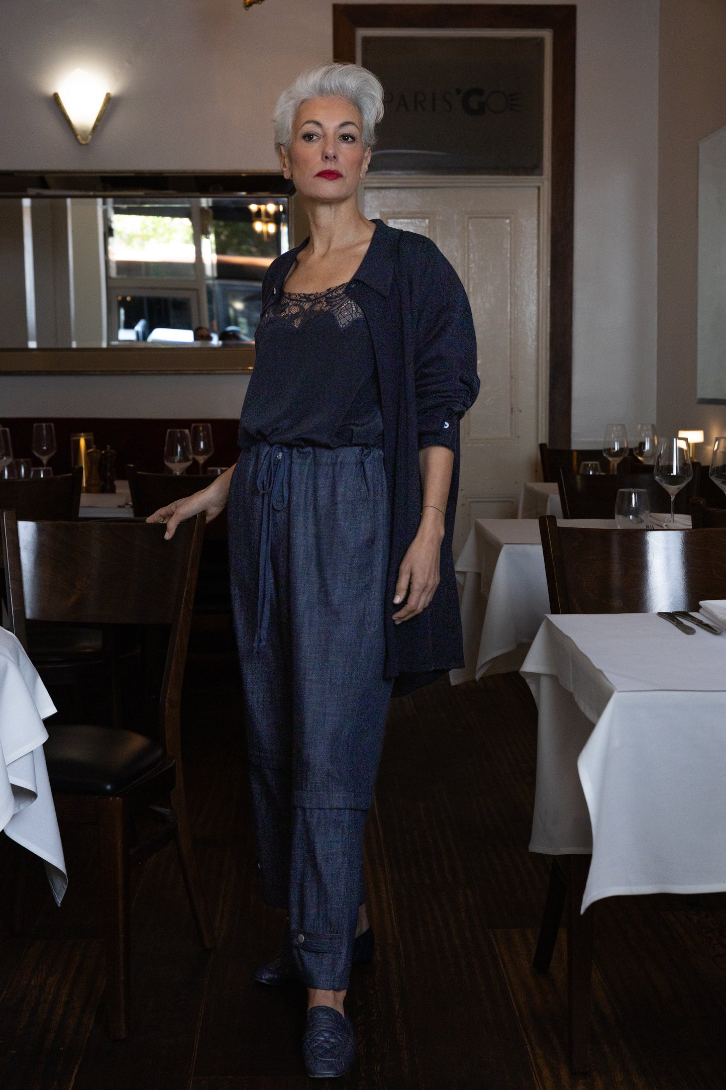M.A. Dainty Tuxe Navy Cardigan
