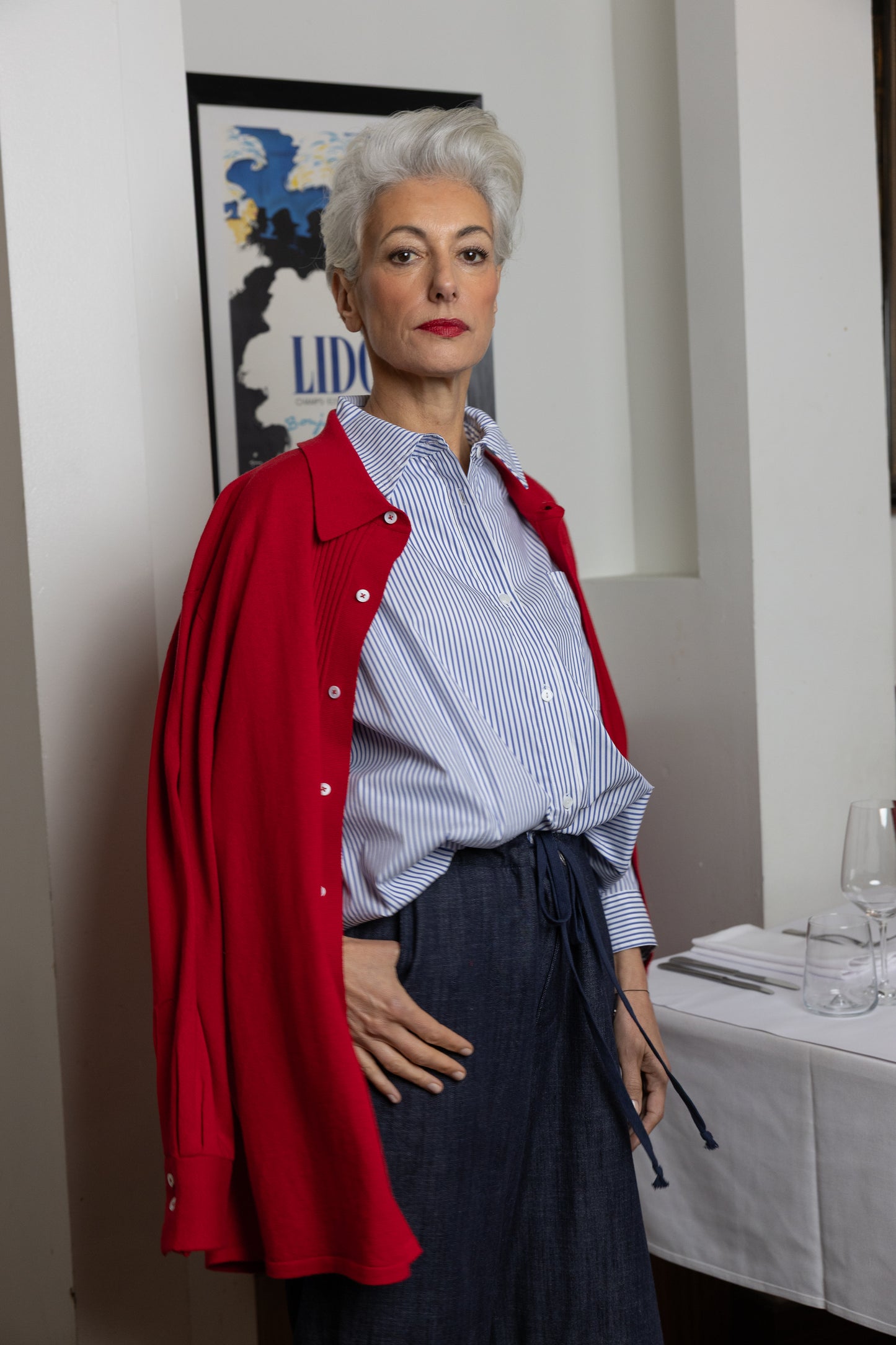 M.A. Dainty Tuxe Red Hot Cardigan
