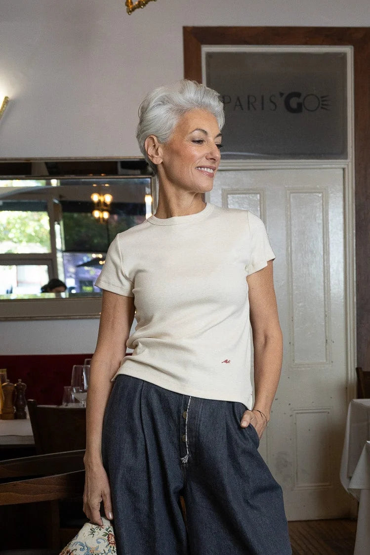 M.A. Dainty Rise Ecru Marle Tee