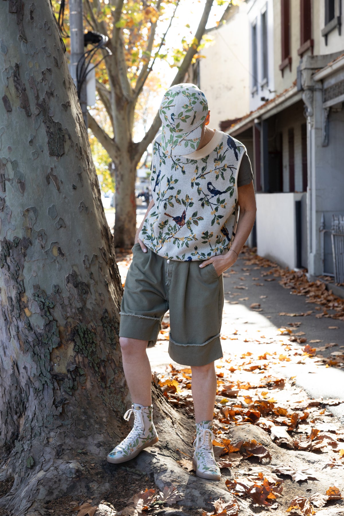 M.A. Dainty Polly Oregano Cotton Shorts