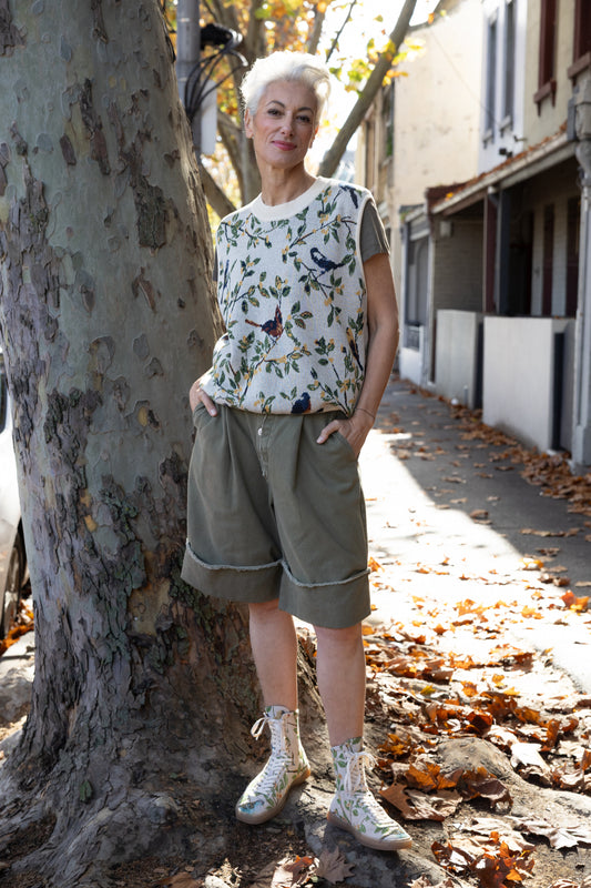M.A. Dainty Polly Oregano Cotton Shorts
