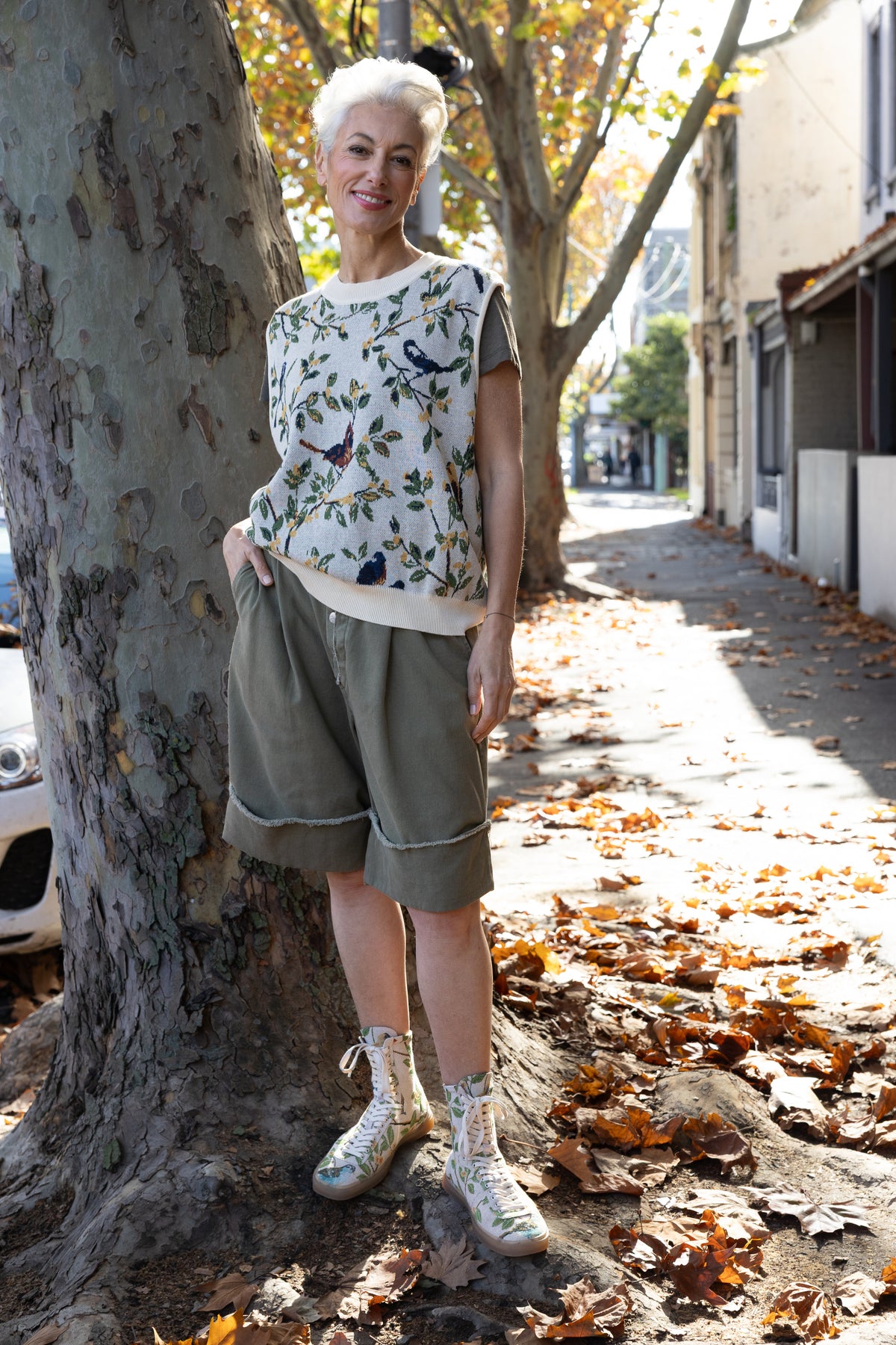 M.A. Dainty Polly Oregano Cotton Shorts