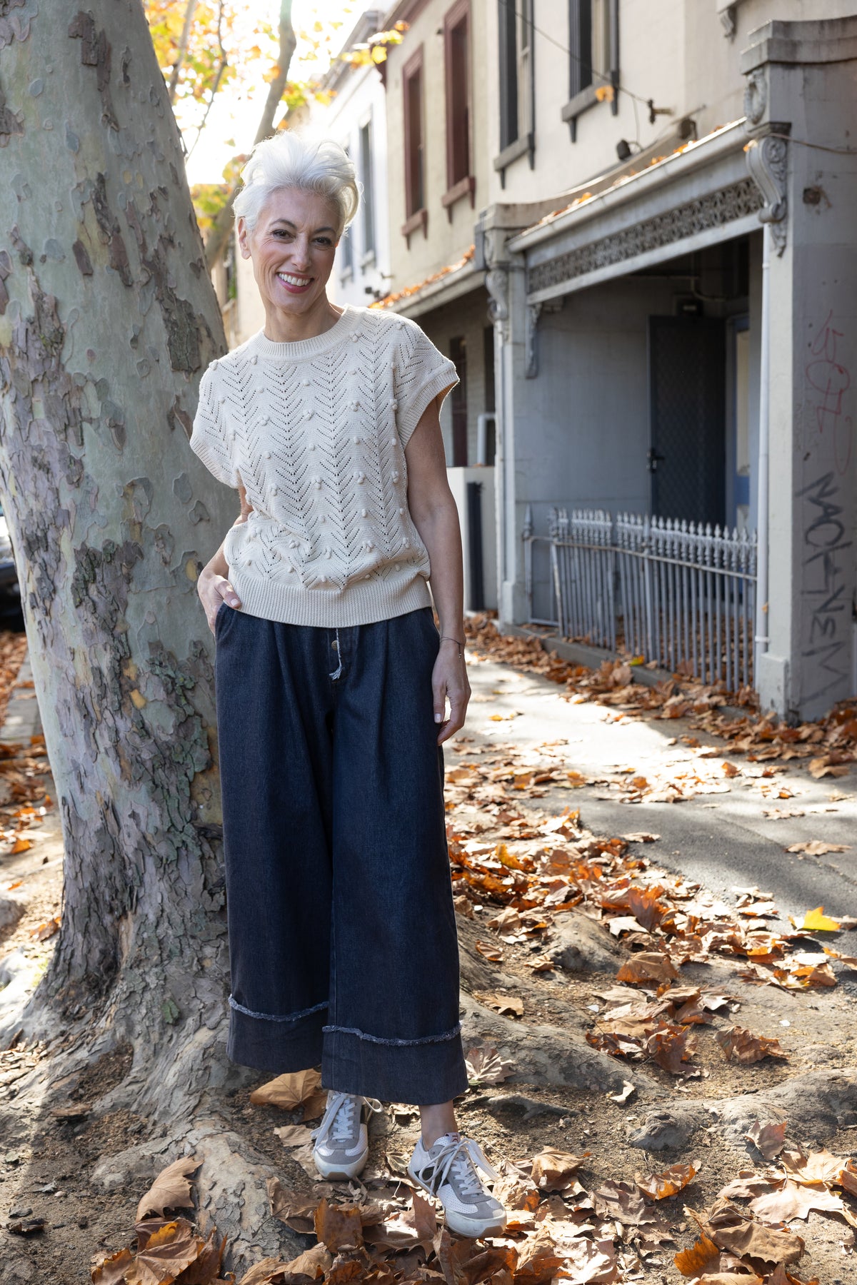 M.A. Dainty Thistle Cream Cotton Vest
