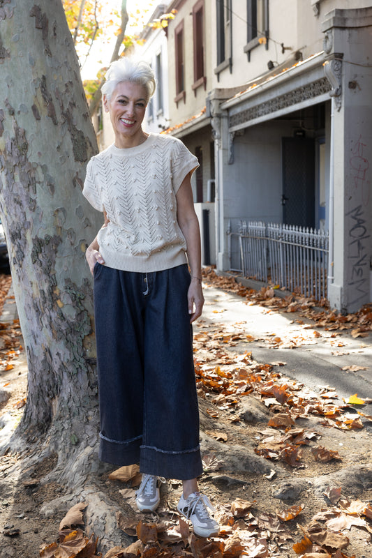 M.A. Dainty Thistle Cream Cotton Vest