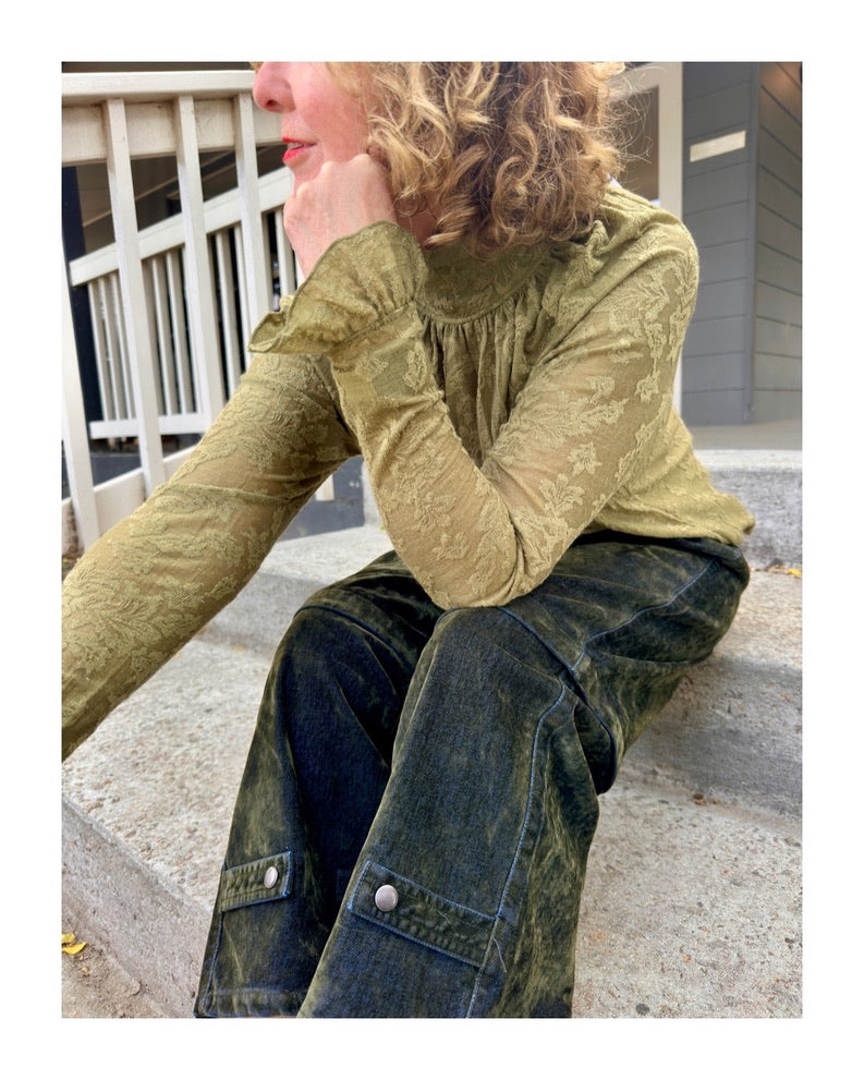 M.A. Dainty Trucker Moss Cotton Jeans