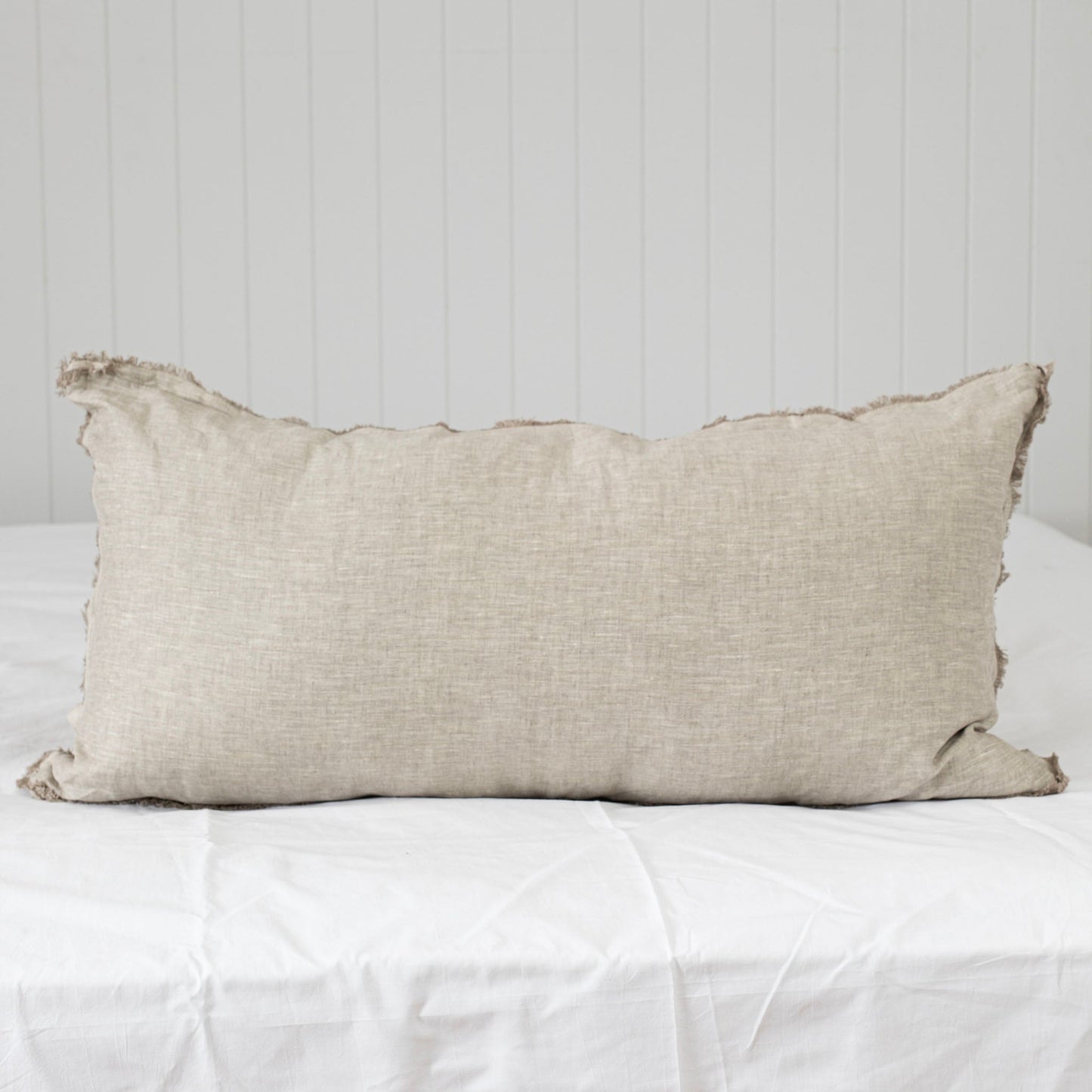 Long Frayed Linen Lumbar Cushions