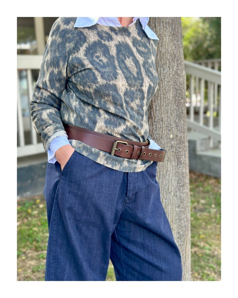 M.A. Dainty Emery Snow Leopard Knit