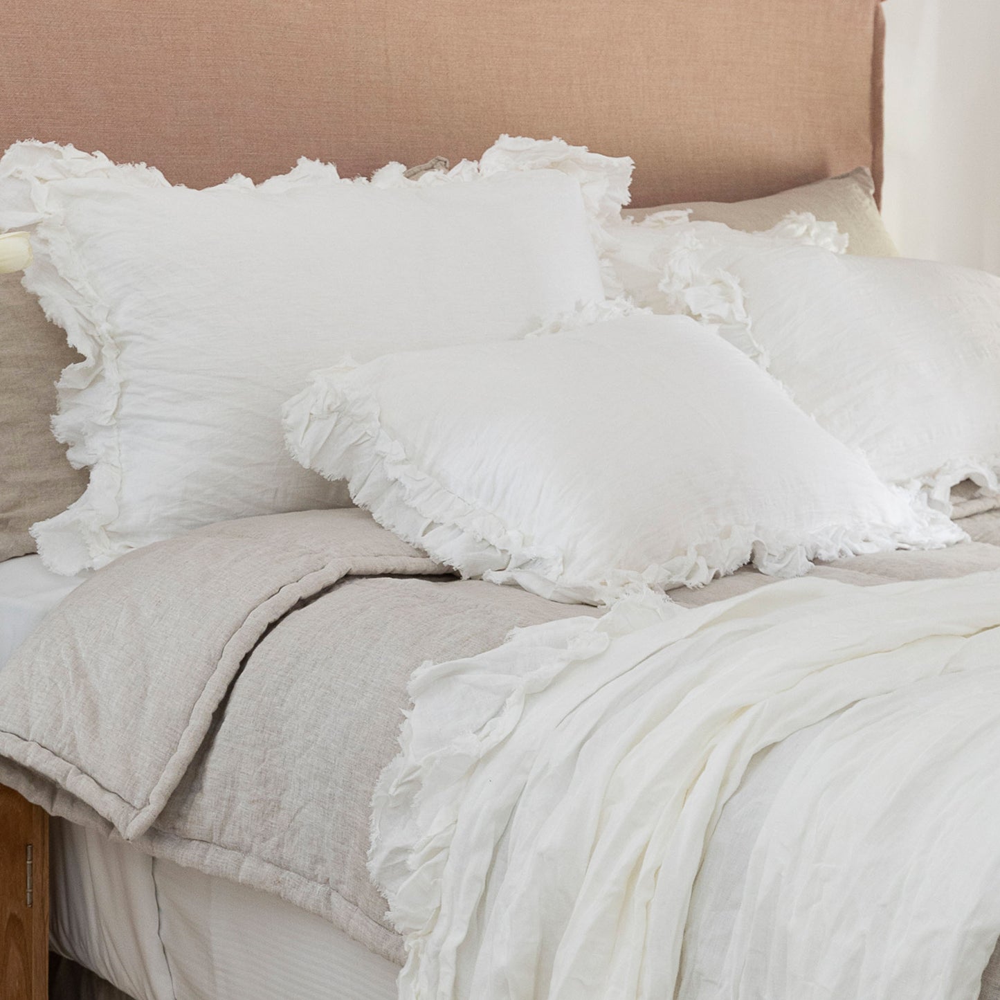 Isle Ruffled Linen Lumbar Cushions