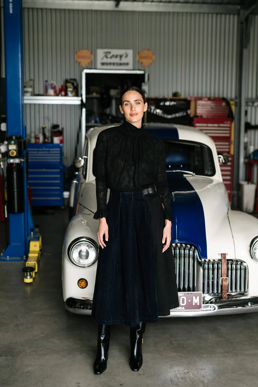 M.A. Dainty Veil Black Lace Top