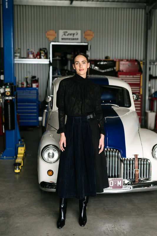 M.A. Dainty Veil Black Lace Top